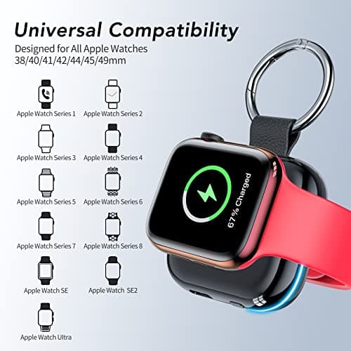 HUOTO Portable Charger for Apple Watch,Wireless Magnetic iWatch Charger 1200mAh Power Bank Travel Keychain Accessories Smart Chargers for Apple Watch Series 11/10/9/8/7/6/SE/5/4/3/2/1/UItra/UItra 2 - Thumbnail 5