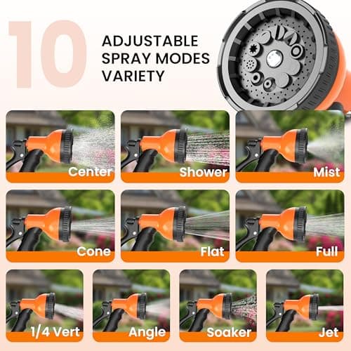 Retractable Garden Hose Reel, 1/2 in x 65 ft Wall Mounted Hose Reel Heavy Duty with 10-Function Sprayer Nozzle, Any Length Lock, Slow Return System, 180°Swivel Bracke for Large Yard Lawn Car Washing - Thumbnail 5