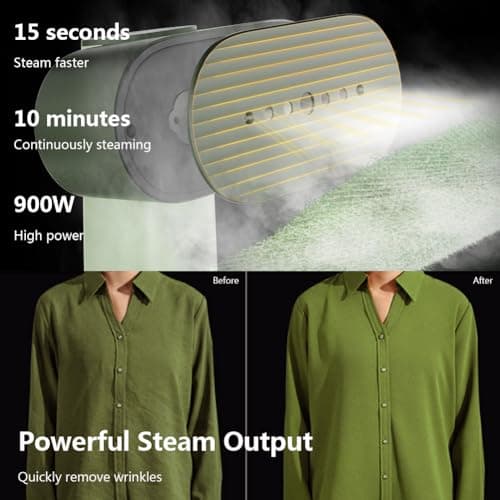 Nexdoo G6 Steamer for Clothes Portable 2-in-1 Travel Steamer Iron for Clothes, Just 0.7lbs Lightly, 10 Minutes of Continuous Steam, 900W Light Steamer for travel and home (green) - Thumbnail 3
