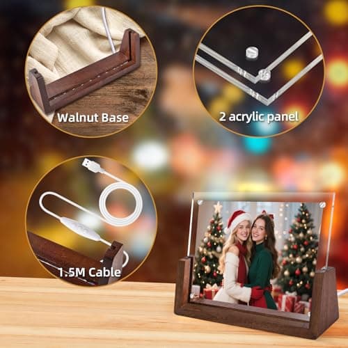 JUOIFIP Light Up Picture Frame 5x7 with Led Clor-Changing- Cute Photo Frame Gifts for Couple, Girl Friend or Family, Clear Acrylic Frames Fits Photos of 4 x 6 or 5 x 7 In (Horizontal) , Lovely Lamp Decor - Thumbnail 5