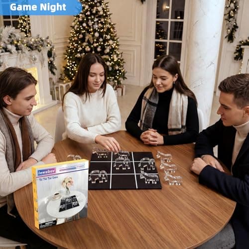 Lewabov Acrylic Tic Tac Toe Board Game - Modern Coffee Table Decor, Easter Basket Stuffers for Teens & Adults, Office Desk Accessories & Family Game Night Essentials,2‑in‑1 Game and Decor piece - Thumbnail 6