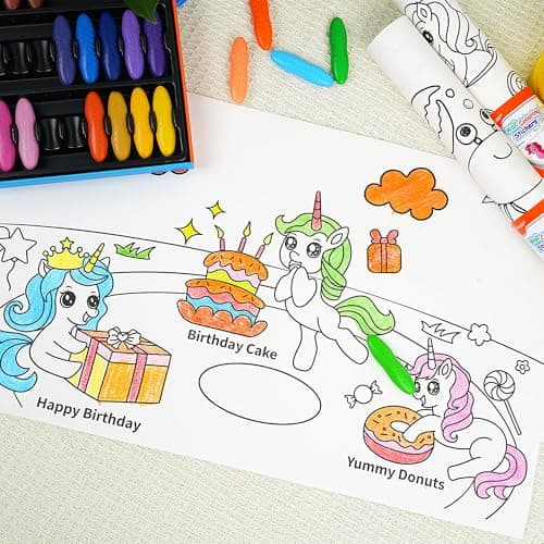 YPLUS Children Drawing Roll, Coloring Paper Roll for Kids, 120 x 11.8 Inch Sticky DIY Painting Drawing Paper Rolls for Toddler, Kids' Gift, Party Activities, Wall Coloring Paper Stickers - Unicorn - Thumbnail 4