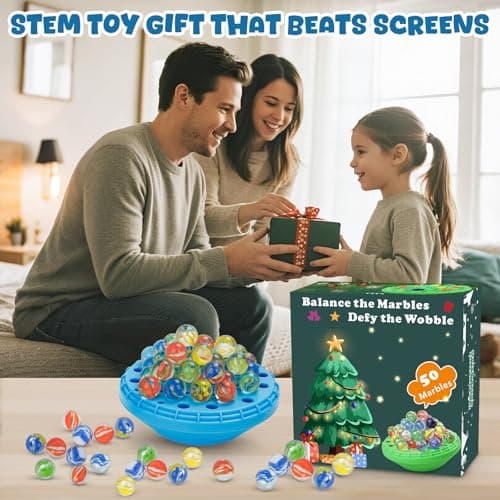 INKZOO Marble Balance Game, Wobble Marble Stacking Game for Kids 6+, Family Games for Kids and Adults with Built-in Storage, Marbles Board Game for 1-4 Players, Fun Birthday Party Games Toys - Thumbnail 2