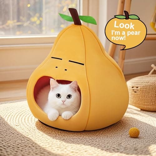 MOYMO Cute Cat Beds for Indoor Cats, Small Dog Beds, Soft Washable Pet Beds for Kitten and Puppy, Funny Pear Cat Cave, 19 Inches - Thumbnail 3
