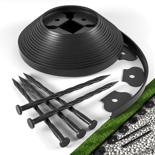 Landscape Edging Border Kit Includes 40 ft of Lawn Edging and 40 Spikes. This Garden Plastic Edging Border is Perfect for Landscaping, Flower Gardens, and lawns. (Black-40ft) - Image 1