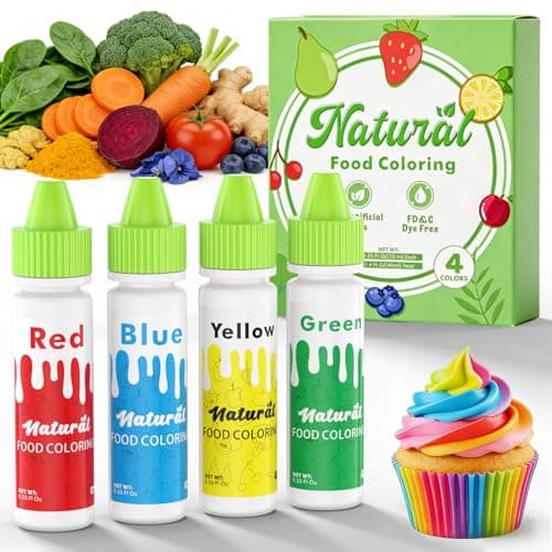 Natural Food Coloring - FD&C & Artificial Dye Free Formula Color 4 Natural Food Dye Set for Icing Frosting Cake Baking Easter Egg Fondant Cooking Decorating - 0.35 Fl. oz (10 ml)/Bottles - Image 1