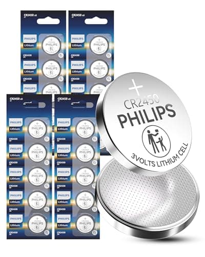 Philips CR2450 3V Lithium Button Cell Battery 20 Pack, 10 Year Shelf Life, Leak Proof, Child Resistant Packaging Works with Key Fob & Home Electronics - Image 1