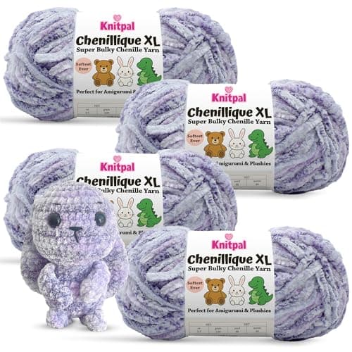 Chenillique XL Plush Velvet Chenille Yarn #6 Super Bulky – 4-Pack (352 Yards / 400 g) – Variegated Yarn for Plushies, Blankets, Amigurumi & Accessories - Lavender Bliss - Image 1