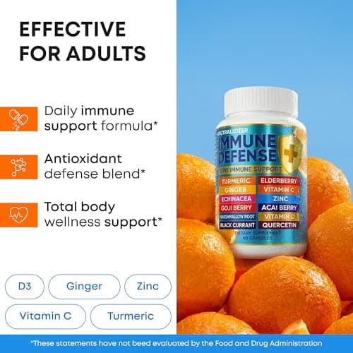 12 in 1 Immune Support Supplement - Immune Defense Vitamins w/VIT D3, Vitamin С, Zinс, Echinacea, Elderberry, Ginger &More - Natural Immunity System Booster - Immune & Muscle Health 120cs - Thumbnail 3