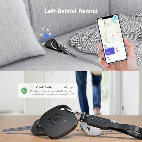 [Apple MFi Certified] VOCOlinc Air Tracker Tags 4 Pack Black, Smart Key Finder Work with Apple Find My APP (iOS Only,Not for Android), Item Locator for Luggage Suitcases/Bag/Wallet,Replaceable Battery - Thumbnail 3
