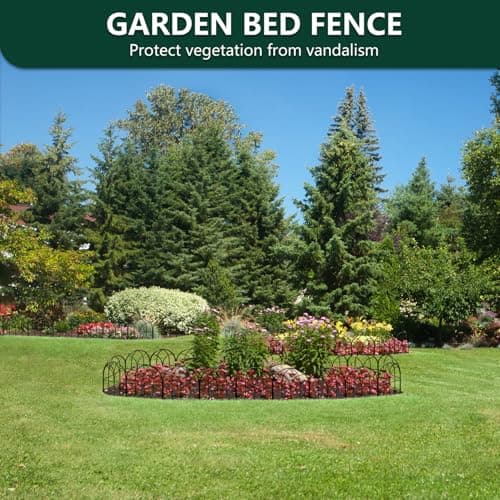 Small Garden Fence Animal Barrier, W12.55*H6.53 Decorative Fence Panel, No Dig Fences Barrier, Arch 26 Pcs Black Metal Fencing, Garden Border Edging Fences, Dog Fencing Blocker for Yard, Flower Bed - Thumbnail 5