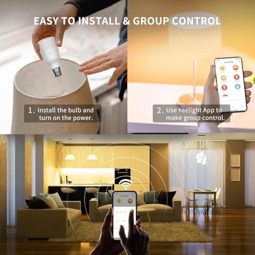 YEELIGHT Smart Light Bulbs, Warm White Dimmable LED Light Bulb 60W Equivalent, 900LM, E26, 2700K, Timing Function, WiFi & Bluetooth LED Bulbs, APP Control Work with Alexa and Google Assistant, 1 Pack - Thumbnail 4