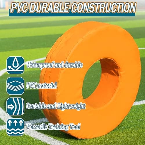SFNSM Big Football Tackle Wheel 35 Inches, Football Tackle Dummy for Youth, Football Tackling Practice Drills with High Elastic Foam and Waterproof PU Leather for Football Training Equipment - Thumbnail 5