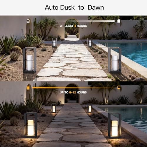 MVBT 17" Tall Solar Floor Lamp, 3000K LED Solar Lanterns Outdoor Waterproof, Modern Outdoor Lights for Patio, Large Pathway Lights Solar Powered, Dusk to Dawn Floor Lamps for Yard Pathway Garden Porch - Thumbnail 6