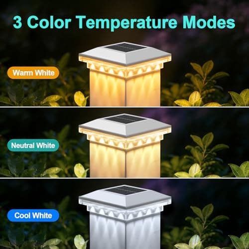 Brightever Solar Post Cap Lights Outdoor 8-Pack, Waterproof Solar Fence Post Lights for 4x4 Wood/Vinyl Posts, Solar Powered Deck Post Lights with 3 Lighting Modes, Decorate Garden Patio Porch, White - Thumbnail 3