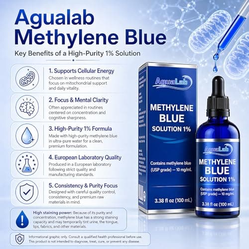 Methylene Blue Drops 1% USP Grade 99.99% Pure | No Detectable Heavy Metals – Third-Party Lab Tested | Pharmaceutical Grade Solution | 100 mL Glass Dropper Bottle | Laboratory Research Use - Thumbnail 6