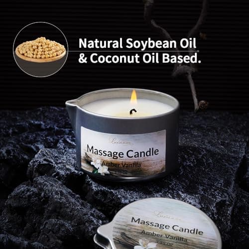 Massage Candle Home SPA 4 Pack Scented Soybean Low Temp Gift Set 13.4oz - Thumbnail 6