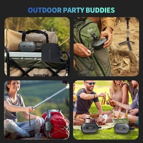 SOWO Wireless Dual Bluetooth Speakers Set, Adjustable Stands 2Pcs, High-Fidelity Stereo Sound, Smart Pairing Sync, Surround Sound with Portable Lightweight Case for Home, Travel, Party, Birthday - Thumbnail 6