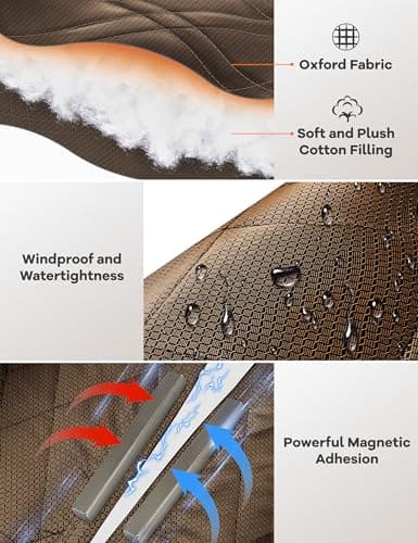 AEOCOO Insulated Door Curtains, Fit Size up to 32 x 80 Inches for Doorways/Front/Back/Basement, Magnetic Thermal Door Cover for Winter, Oxford Filled with Thick Cotton to Keep Warm, Brown, Diamond - Thumbnail 6