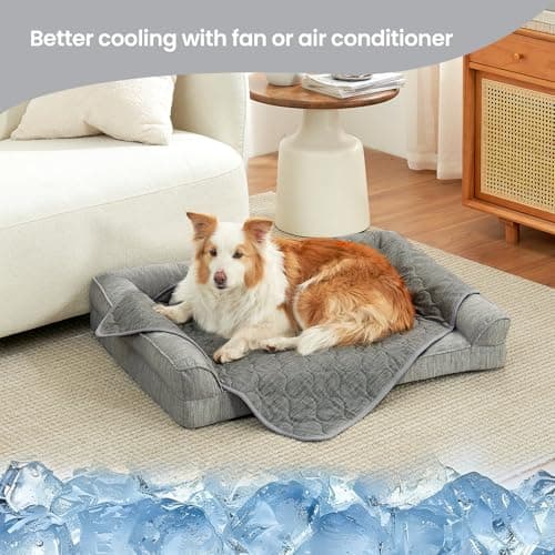 Cozy Bliss Deluxe Leakproof Cooling Blanket for Dogs Q-Max 0.5, Sofa Topper & Couch Protector for Pet, Soft & Durable Washable Pet Cooling Mat for Hot Weather, Charcoal Grey, 30"x70" - Thumbnail 2