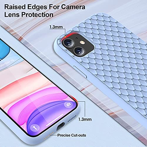 TISOOG for iPhone 11 Case [Cute Dragon Scale Series] Anti-Scratch Microfiber Liner, Shock Absorption Gel Rubber, Liquid Silicone Full Body Drop Protection Case for iPhone 11 - Light Blue - Thumbnail 5
