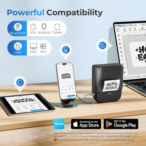 TYPONOS PM240 Label Maker Machine with 3 Tapes, 2" Portable Thermal Label Printer for Phone & PC, Bluetooth Label Maker with Multiple Templates for Small Business, Office, Home, School, Set 1 - Thumbnail 5