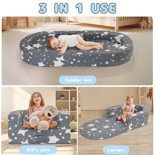 Winzoo Toddler Travel Bed Portable with Washable Cover, Soft Foam Foldable Floor Bed for Kids 1–3yr, No Assembly - Thumbnail 3