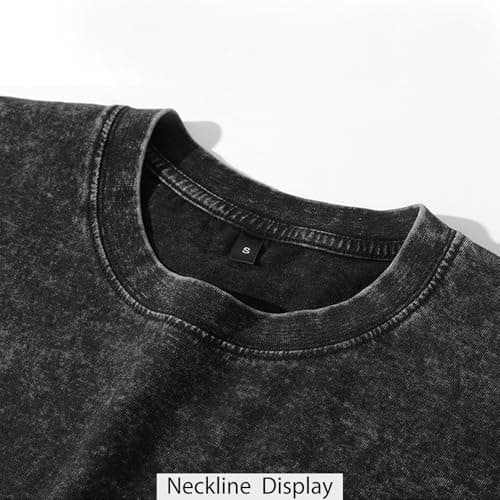 Zukela Black Men's Oversized Vintage Acid Wash Cotton Shirts Unisex Loose Fit Short Sleeve Casual Drop Shoulder Tops Tees XL - Thumbnail 2