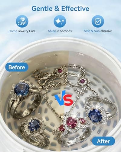 BCOM Jewelry Cleaner, Ring Cleaner Gentle Solution Restores Shine & Brilliance for Silver, Platinum, Diamonds, Gemstones, Safe for Rings, Necklaces, Bracelets Earrings, Quick Easy At Home Use(10oz) - Thumbnail 3