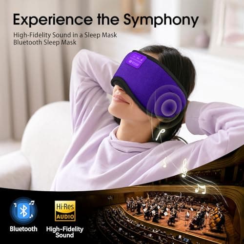 LOVE EYE Sleep Headphones Bluetooth 5.4 Sleeping Eye Mask Wireless Music Earphones with HD Speakers for Side Sleepers Total Blackout Cotton Mask for Travel, Home, Office, Unique Gifts - Thumbnail 5
