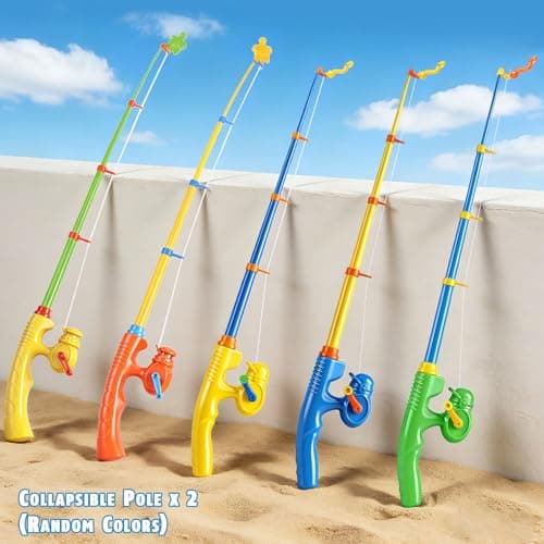 CozyBomB™ Magnetic Fishing Toy Pole 2 Pack for Replacement | No Fishes are Included, Bathtime Carnival for Toddler Education Teaching, Party Fishing Poles Rod Ocean Sea Animals Easter Gift (X-Large) - Thumbnail 2