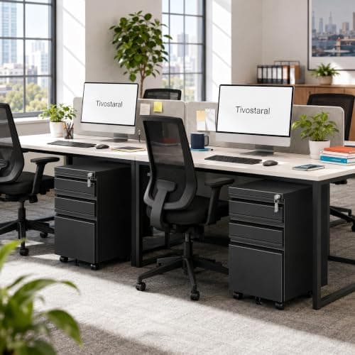 Tivostaral 3 Drawer Mobile File Cabinet with Lock, Fully Assembled Except Casters, Under Desk Metal Filing Cabinet for Home Office Organization, Fits Letter/Legal/A4 - Thumbnail 2