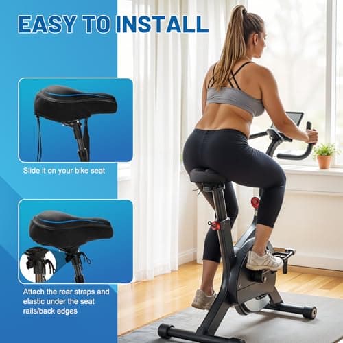 APECYC Wide Bike Seat Cushion, Oversized Gel Padded Bicycle Seat Cover for Men Women Comfort and Soft Saddle Cushion for Peloton, Stationary, Exercise, Mountain Bikes - Thumbnail 5