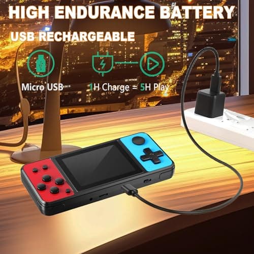 KAVOYI 32 Bit Handheld Games for Kids Built-in 139 Retro Video Games,3.0" IPS Screen Rechargeable Portable Arcade Gaming Player,Electronic Travel Toys for Boys Girls Birthday Blue-Red - Thumbnail 5