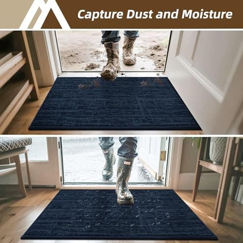 COSY HOMEER Door Mat 24" x 60" Non-Slip Washable Entryway Rug,Dirt Trapper Door Mat Indoor Entrance,Stain Resistant Absorbent Welcome Mats for Front Back Doormats and Wet Shoes,Navy Blue - Thumbnail 5