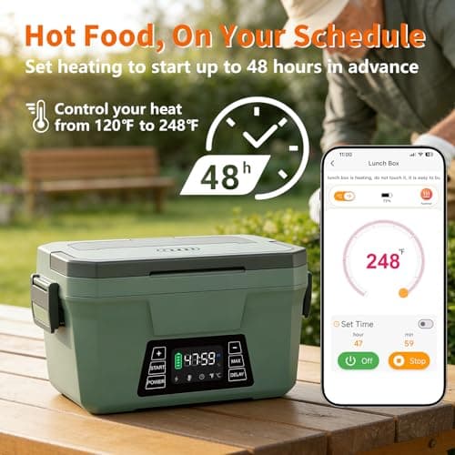 Monteka Cordless Electric Lunch Box for Adults, Rechargeable Heated Lunch Box with Scheduled Heating, Portable Food Warmer with Memory Function & Automatic Keep Warm, Christmas White Elephant Gifts - Thumbnail 2