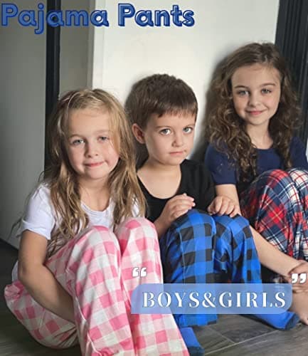 Ekouaer Boys Pajama Pants - Long Soft Elastic Waist Sleep Bottoms - Plaid Lounge Pants With 2 Pockets - Thumbnail 5