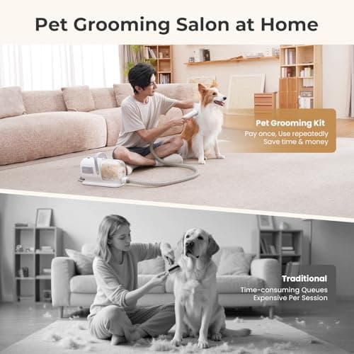 Pecute Dog Grooming Vacuum & Dryer, 7-in-1 Pet Grooming Kit with Clipper, 10000Pa Dog Vacuum for Shedding Grooming, Adjustable Speed & Temp, 55dB Low Noise,1.7L Dust Cup - Thumbnail 6