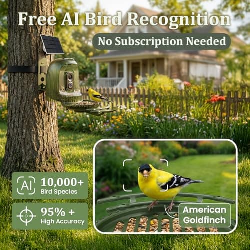 HIXX Smart Bird Feeder with 4MP Camera – Auto Capture Video, AI Bird Identification, Large Capacity & Seed Guard, Solar Powered Night Light, Live Birdwatching Camera for Lovers, Family & Friends - Thumbnail 5