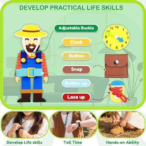 Teekdeer Busy Book for Toddlers 1-3 - Montessori Toys Busy Book for 1 Year Old Educational Learning Quiet Activity Books Airplane Toddler Travel Toys Birthday Gift - Thumbnail 4