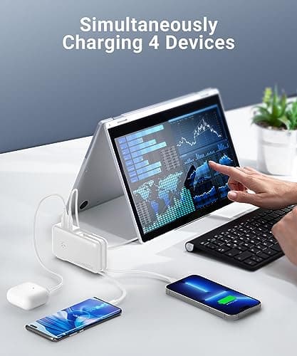 QiSa Portable Charger, Power Bank, 16000mAh Power Bank Built-in AC Wall Plug and Cables, PD 30W and QC4.0 Fast Charger for iPhone and Android Phones and Most Electronic Devices (White) - Thumbnail 5