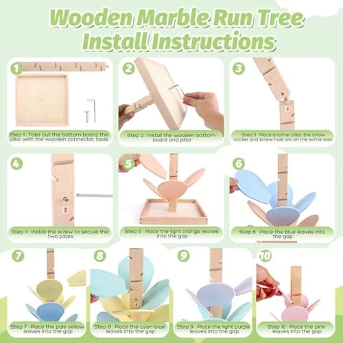 Marble Run Wooden Ball Drop Toys Toddlers 3-5 (Height: 27.8in) (1.1" Balls) - Thumbnail 3