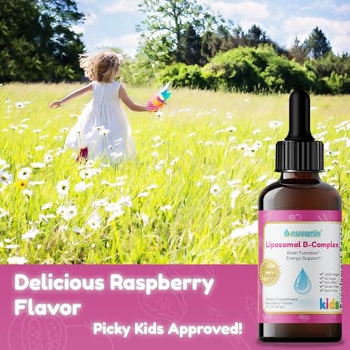 Nuvamin – Liquid Liposomal B-Complex Drops for Kids Baby Toddlers & Adults, 2Fl.Oz (60ml), 120 Daily Serving. B1, B2, B3, B5, B6, B7, B9, B12. Great Taste - Natural - High Absorption, Raspberry Flavor - Thumbnail 6