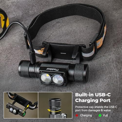 77outdoor LED Rechargeable Red Headlamp, H25LR / D25LR Powerful Lightweight Headlight with 90 High CRI Bright White Light and 660nm Deep Red Light, USB C Charging for Camping, Hiking, Hunting - Thumbnail 4