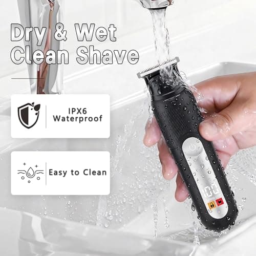 SUNNOW Electric 5-in-1 Body Hair Trimmer - Groin Trimmer for Men -Beard Trimmer for Men - Wet/Dry Shaver Groomer, Waterproof with LED Light, Gifts for Husband Father - Thumbnail 3