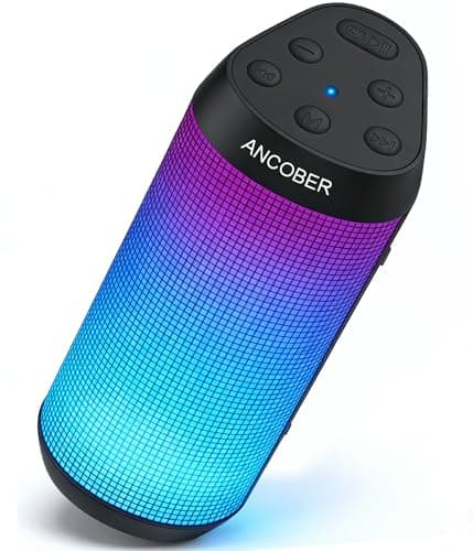 Portable Bluetooth Speaker with Clear Crisp Stereo Sound, RGB Light Show, 36H Playtime, TWS Wireless Pairing, IPX4 Waterproof, BT5.3, Built-in Mic, Outdoor Speaker for Home/Party/Travel/Camping, Gifts