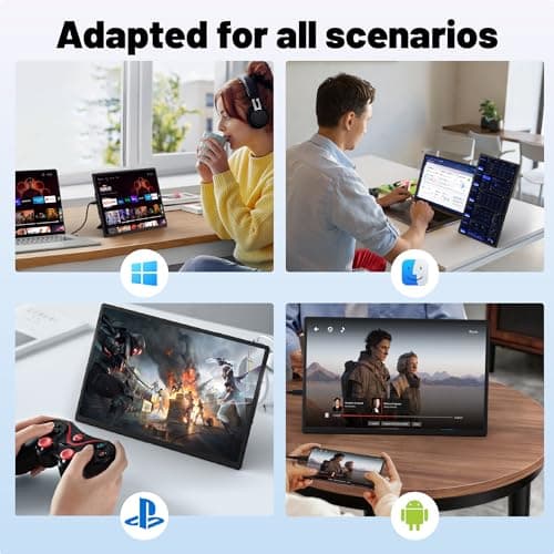 CIDETTY 16" Laptop Screen Extender, 1920x1200 FHD Portable Monitor for Laptop, 360° Magnetic Stand Travel Second Screen for Mac, Windows, Android Phone - Thumbnail 5