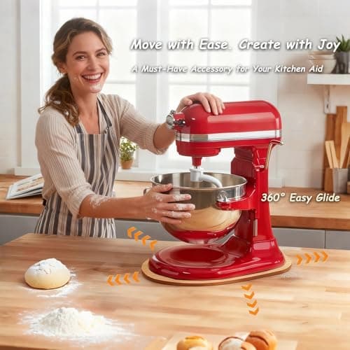 Bamboo Mixer Slider Compatible with KitchenAid 5-8 Qt Bowl Lift Stand Mixer, Appliance Sliding Mat Accessories and Attachments for Kitchen Aid, Countertop Moving Tray - Thumbnail 4
