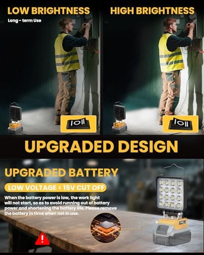 LED Work Light Compatible with DeWALT 20V Battery, 112W 11200LM,Tool Only - Thumbnail 4