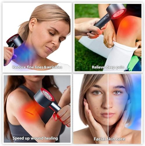UTK Upgrade High Power 24 LED Red Light Therapy Device with 470/660/850/940nm Wavelength, Blue Red＆Near-Infrared Handheld Light Therapy, Relieve Body Pain Deeply, Facial Skin Care - Thumbnail 3